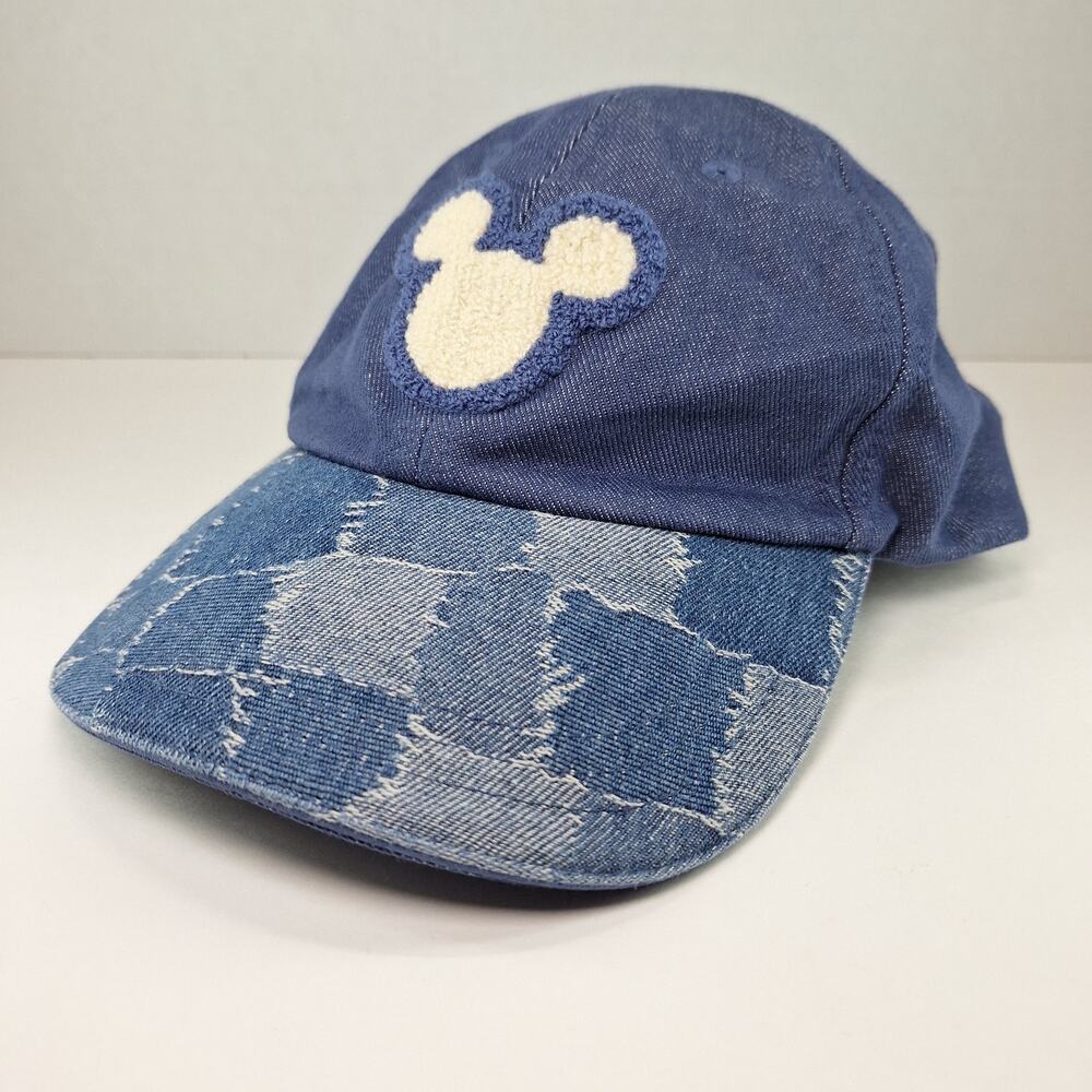 Disney Hat Cap Womens Blue Mickey Mouse Denim Patchwork Fabric Embroidered